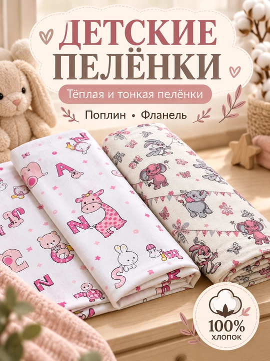 Набор пеленок, для новорожденных, 2 шт, теплая и тонкая, 100% хлопок, для роддома
