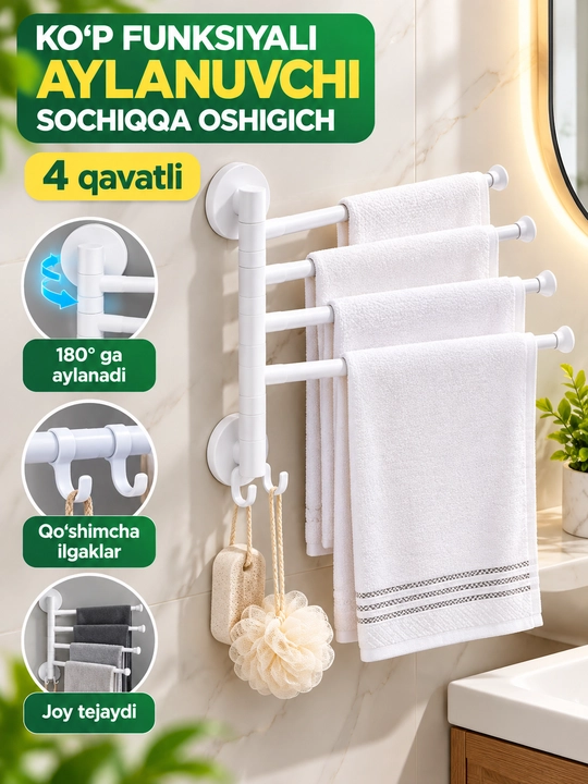 Oshxona va hammom uchun qulay ilgich, sochiq  uchun ushlagich-organayzer - 
