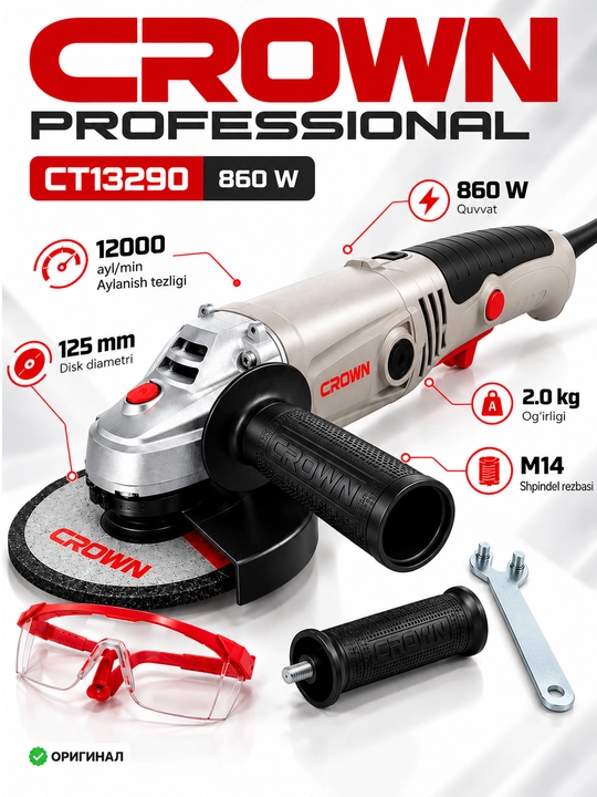 Bolgarka, CROWN professionalni burchak silliqlash mashinasi  CT113290/ CT113293 - 