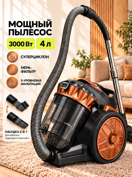 Пылесос Samsung HEPA-фильтром, 3000 Вт, 4 л, пилисослар, плисос, пилисос, чангютгич