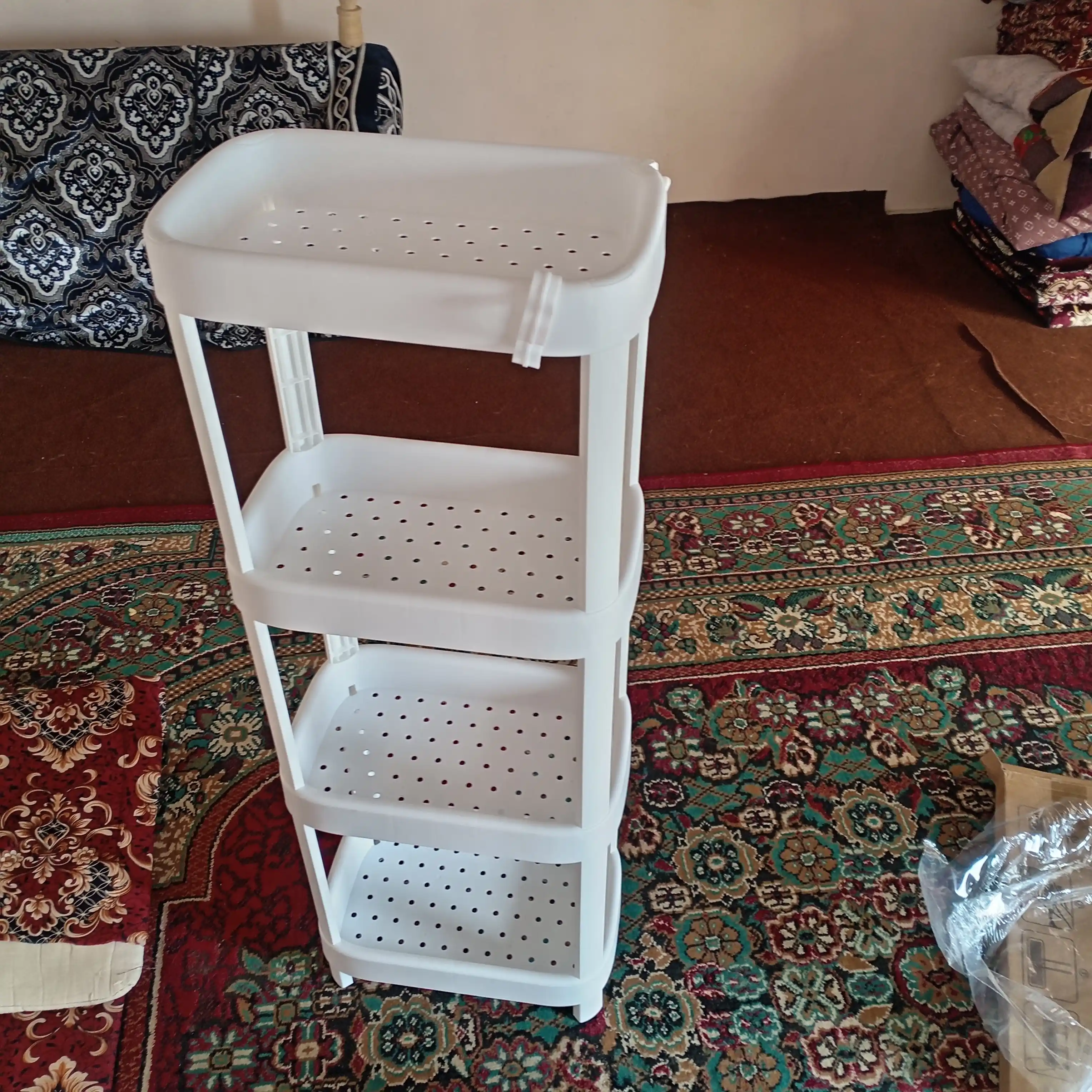 Plastik polka-etajerka tortburchak 2,3,4 darajali ilgichli Aznur Plast mustahkam