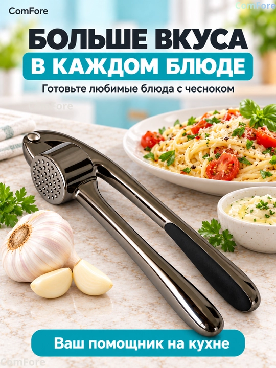 Пресс для чеснока металлический, чеснокодавка из нержавеющей стали