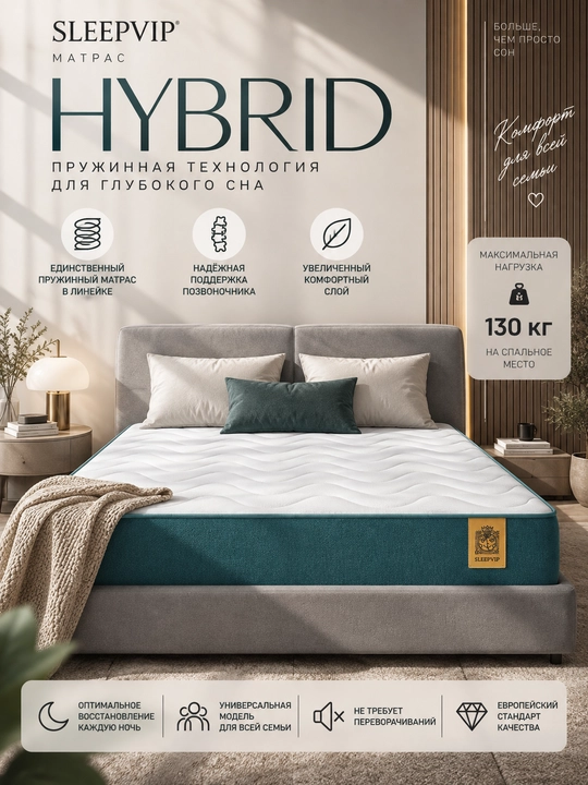 SleepVIP Hybrid ortopedik matras, prujinali, anatomik, 24 sm - 