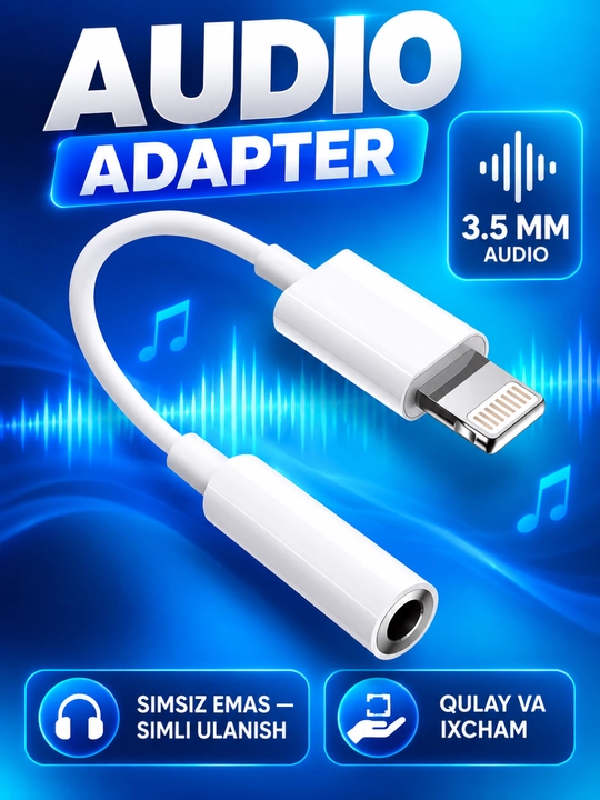 Lightning dan 3.5 mm audio adapter, quloqchin va audio qurilmalar uchun - 