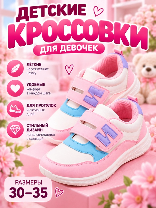 Кроссовки для мальчиков и девочек, удобная повседневная обувь, маломерят, размеры 30–35 - 