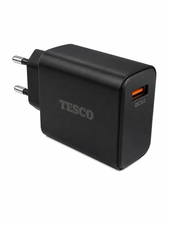 TESCO 20W Быстрое зарядное устройство, QC 3.0, USB-A, с кабелем Micro USB / Type-C