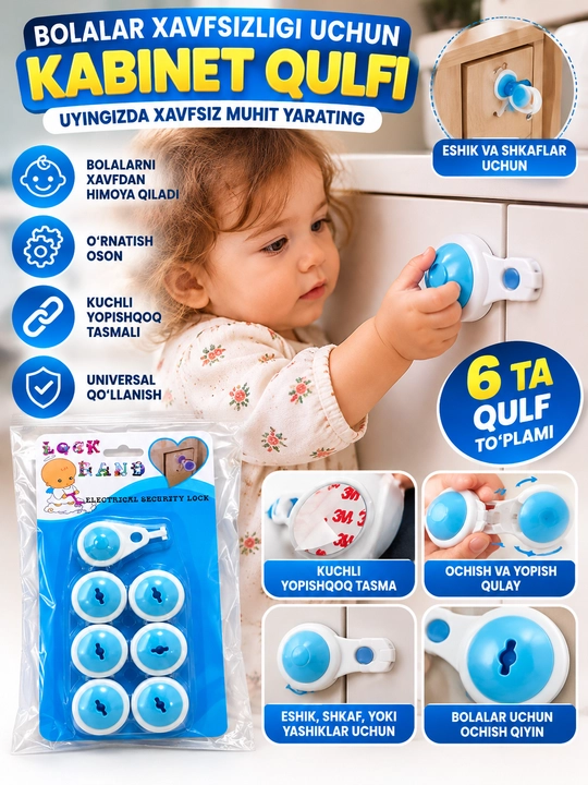 Bolalar uchun elektr rozetka himoyasi, xavfsizlik blokatori, kalitli, 8 dona - 