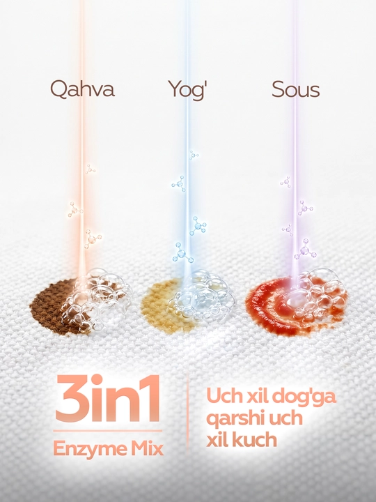 MIOHOME universal kir yuvish oq geli, avtomatik va qo‘lda yuvish uchun, 3 ta 1 da, 2 l
