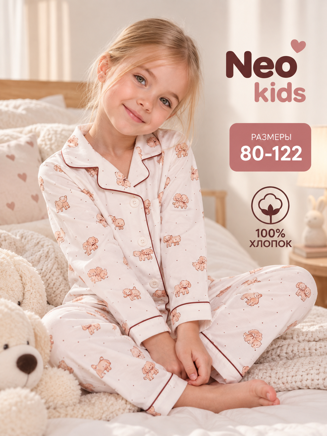 Пижама для девочки, Neo kids, 100% хлопок - 