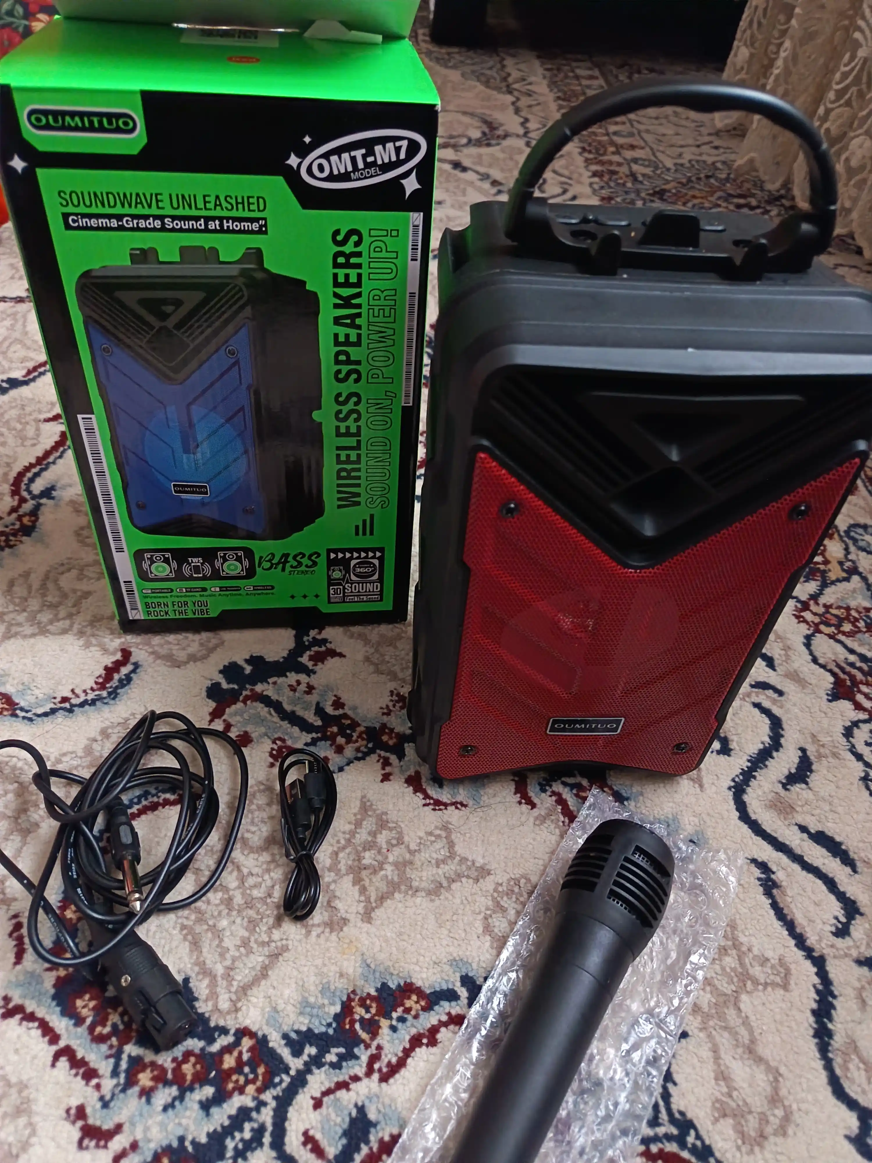 Karaoke kolonka Bluetooth Soonbox S7, FM Radio va simli mikrofoni bilan