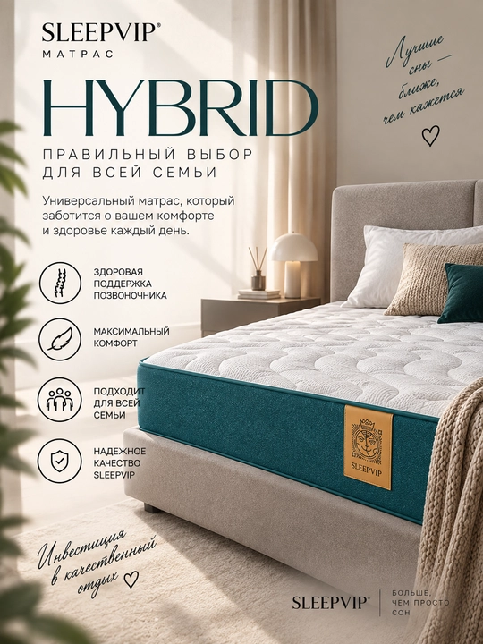 SleepVIP Hybrid ortopedik matras, prujinali, anatomik, 24 sm