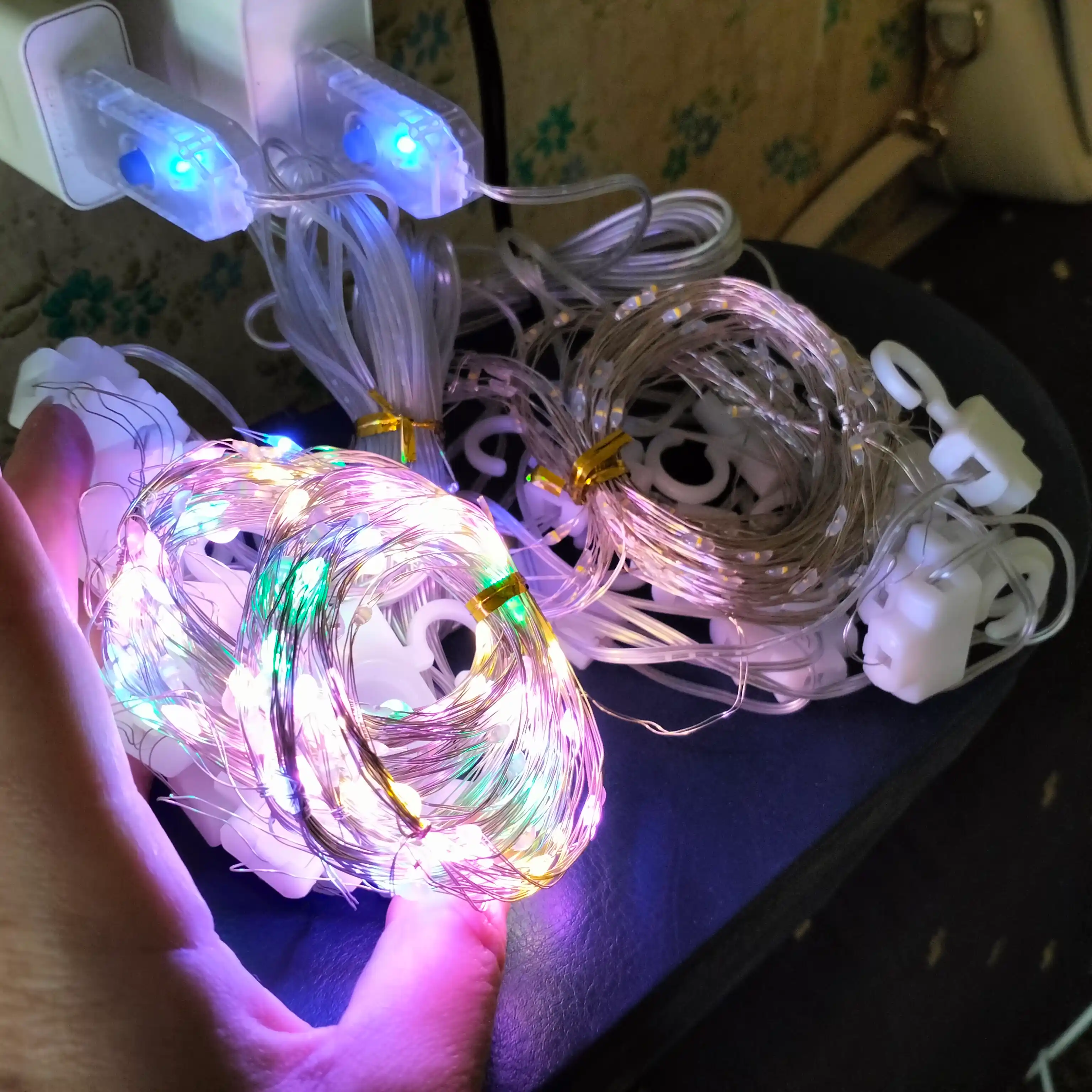 LED girlyanda parda Rosa, 3x3, 3x2, 3x1 m — 8 rejim, pult, 10 ta ilgak, yangi yil uchun