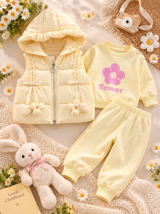 Детский костюм-тройка для девочки: жилет, кофта и брюки 1–5 лет
