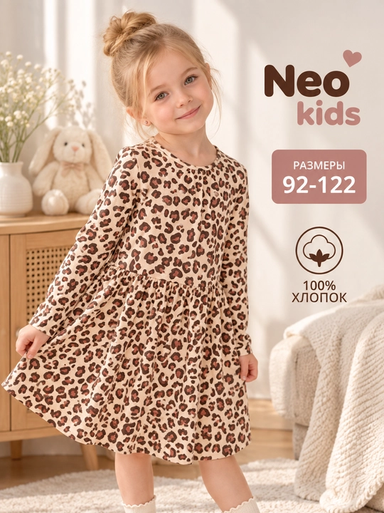 Платье для девочки, Neo kids, 100% хлопок - 