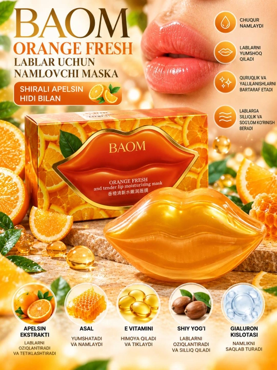 BAOM Orange Fresh — увлажняющая маска-патч для губ