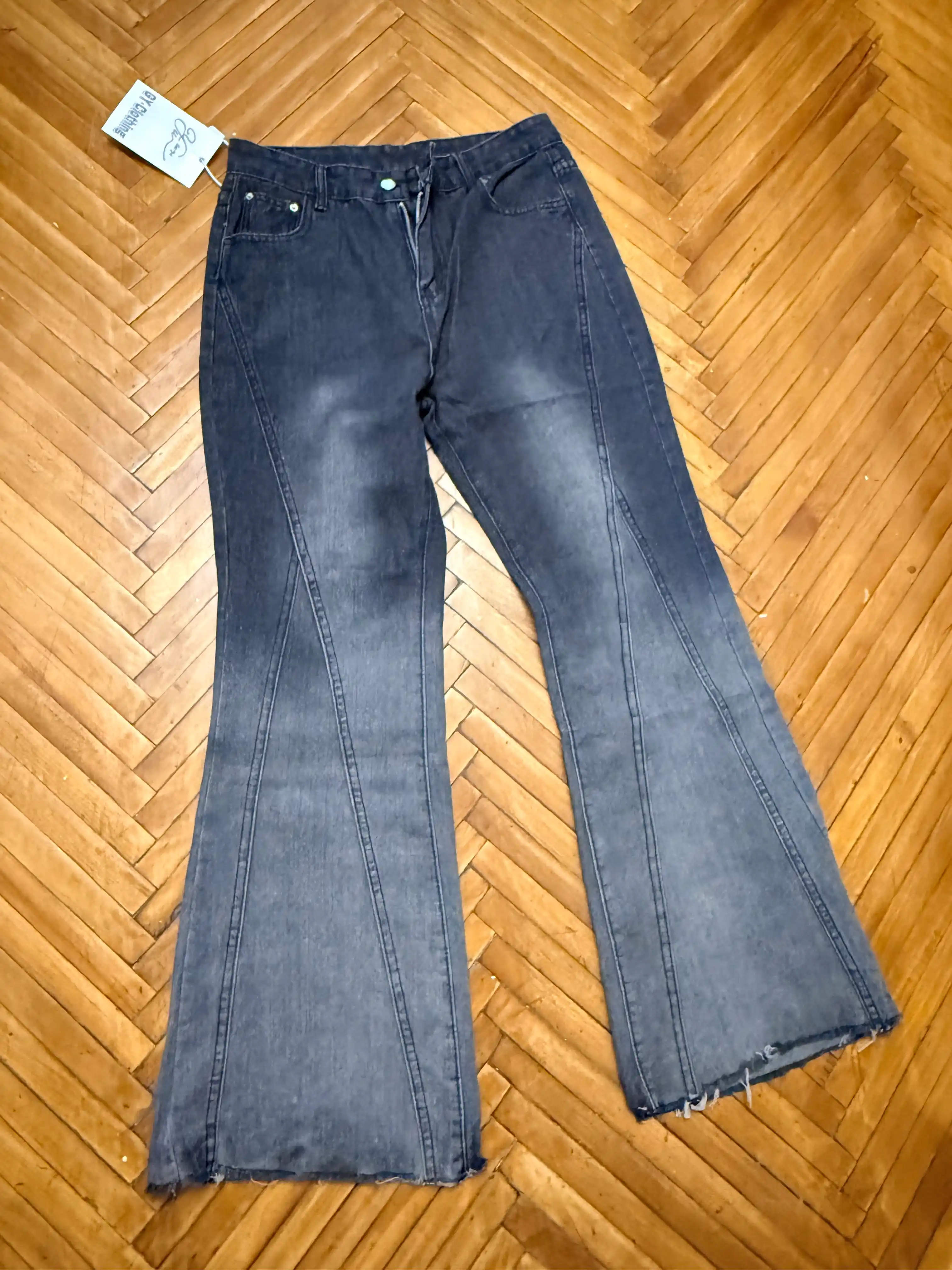 Ayollar Flared jinsi Y2K keng fason yuqori belli denim shim