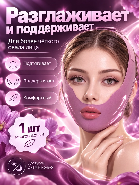 Лифтинг-маска бандаж для лица и подбородка, подтяжка овала, многоразовая