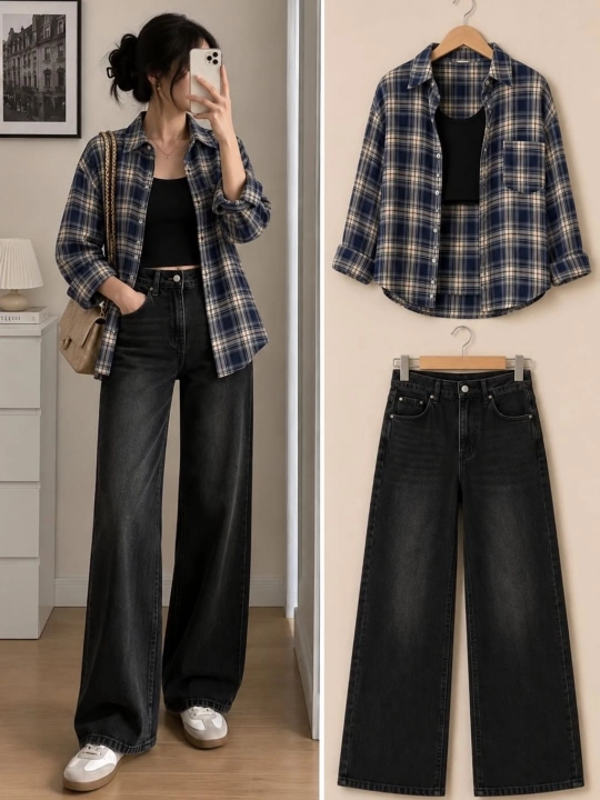 Ayollar ko‘ylagi, oversize kletka ko'ylaklar 4 xil ranglarda S-XXL