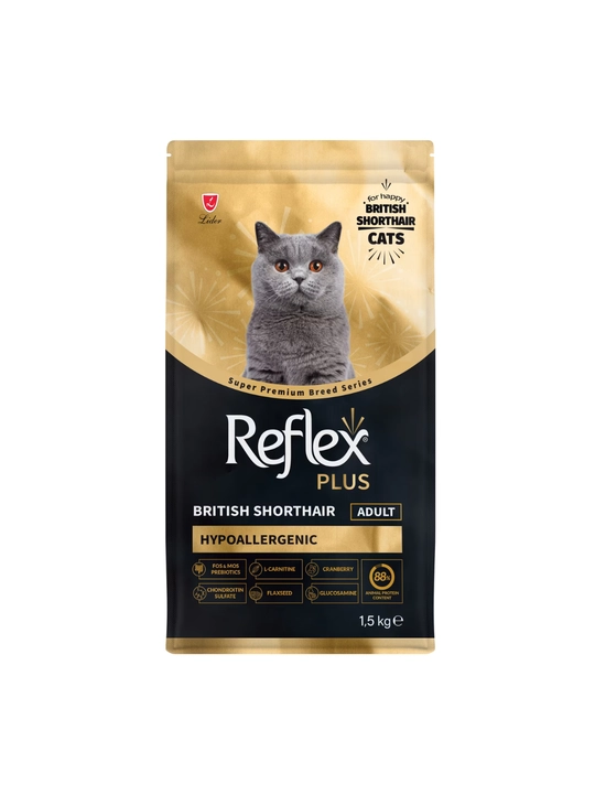 Сухой корм Reflex Plus для кошек, 1,5 кг — специализированное питание для породистых кошек
