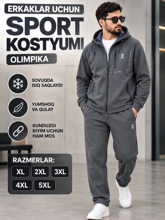 Erkaklar uchun issiq sport kostyumi, qishki olimpiika, flisli, XL–5XL