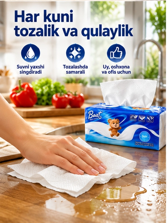 Baxt бумажные салфетки, 4 слоя, мягкие и качественные, 10 пачек, для дома и офиса