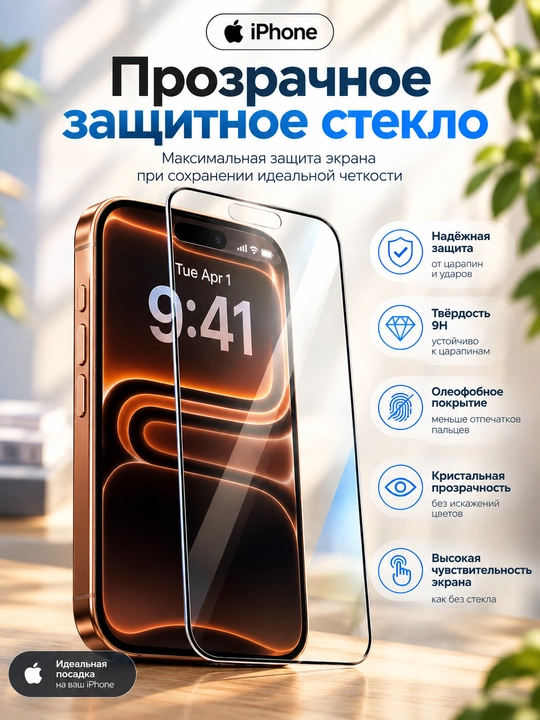 Защитное стекло прозрачное антишпион для iPhone XR – 17 Pro Max - 