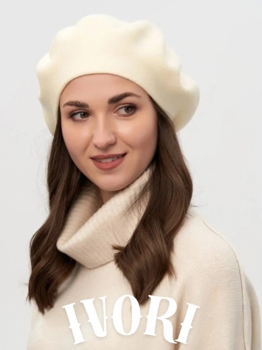 Ayollar shapkasi, beret, issiq shapka, qishki bosh kiyim, mo'ynali shapka, trikotaj beret