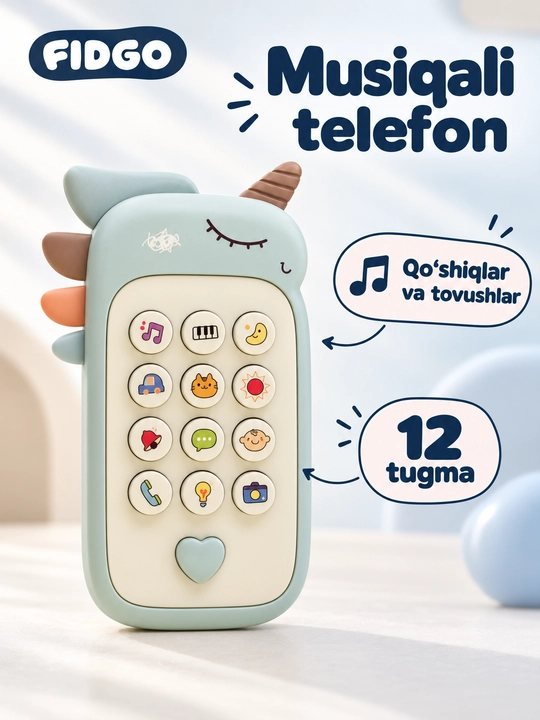 Tish ochgichli FIDGO rivojlantiruvchi musiqiy o‘yinchoq telefon - 