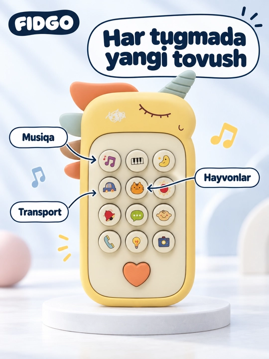 Развивающий музыкальный игрушечный телефон FIDGO с прорезывателем для зубов