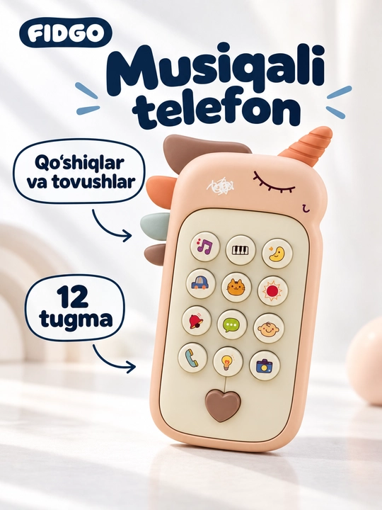 Tish ochgichli FIDGO rivojlantiruvchi musiqiy o‘yinchoq telefon - 