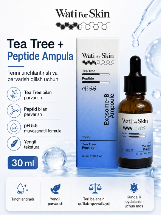 Wati For Skin Tea Tree and Peptide, уход за жирной и проблемной кожей, 30 мл