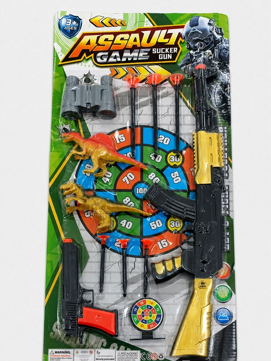 To'plam Assault Game Sucker Gun miltiq, to'pponcha va nishon bilan 3+