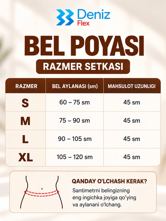Эластичный согревающий пояс-бандаж Deniz Flex, для поясницы, 45 см, S-XL