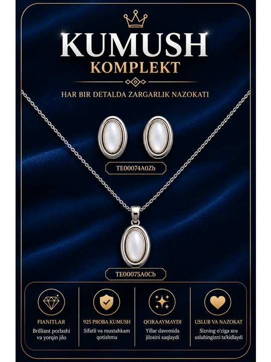 925 probali kumush taqinchoqlar to‘plami - bilaguzuk va uzuk - 