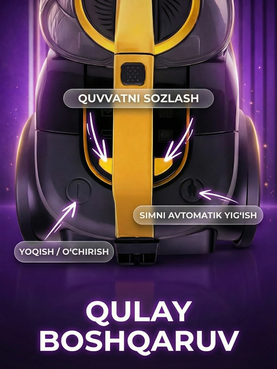 BOSH sensorli changyutgichi, uy uchun, 3600 Vt, innovatsion, teleskopik quvurli, qopsiz
