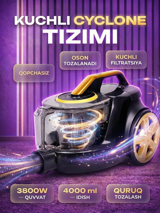 BOSH sensorli changyutgichi, uy uchun, 3600 Vt, innovatsion, teleskopik quvurli, qopsiz