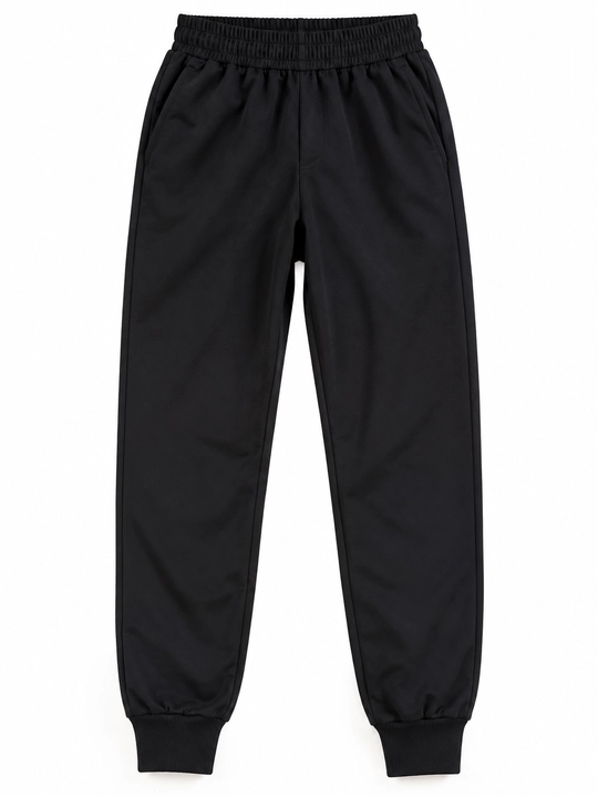 Ayollar uchun qora jogger sport shim, elastik bel va manjetli