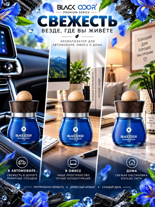 Avtomobil uchun havo xushbo‘ylantirgichi, BLACK ODOR 120 ml
