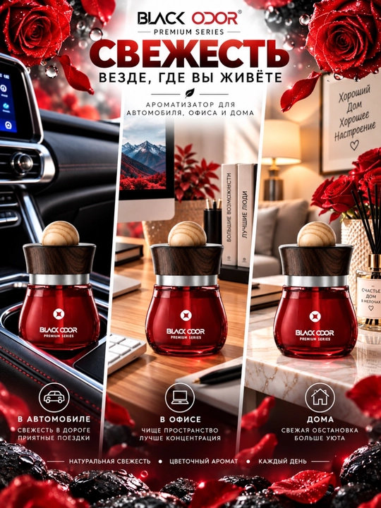 Avtomobil uchun havo xushbo‘ylantirgichi, BLACK ODOR 120 ml