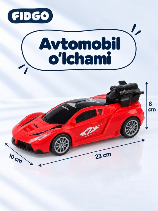 Bug‘ va yoritgichli radio boshqariladigan mashina, tezligi 15 km gacha, akkumulyatorli