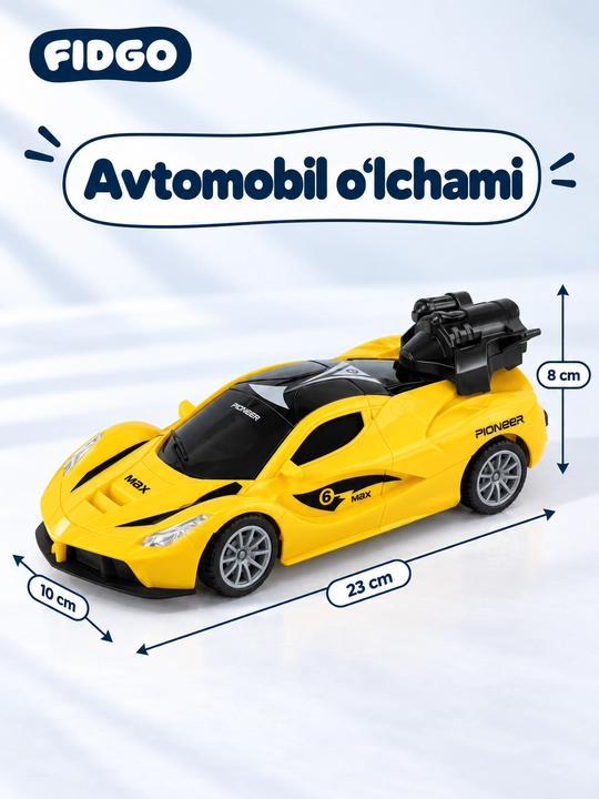 Bug‘ va yoritgichli radio boshqariladigan mashina, tezligi 15 km gacha, akkumulyatorli