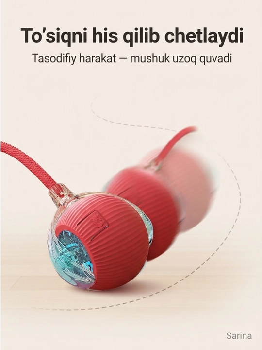 Mushuk va kuchuklar uchun aqlli elektr to'p dumi bilan, interaktiv o'yinchoq uy hayvoniga