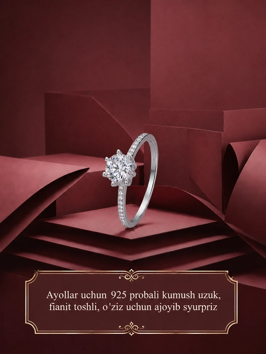 925 probali Muаssalit toshli ayollar uzugi - o‘zingiz va yaqinlaringiz uchun ajoyib sovg‘a