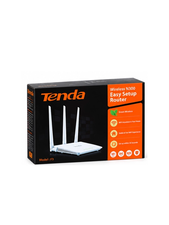 Tenda F3 N300 Wi-Fi Router 300 Mbps, 3 ta antenna, 2.4 GHz