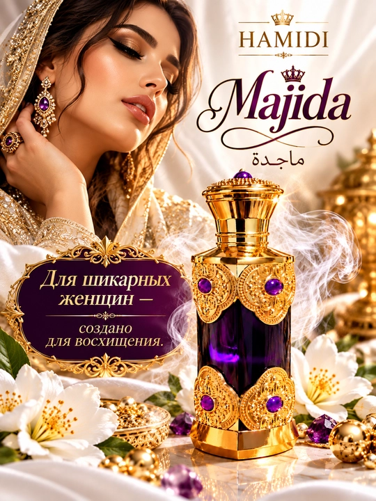 Масляные духи Hamidi Majida женские, арабский парфюм, стойкий цветочный аромат - 