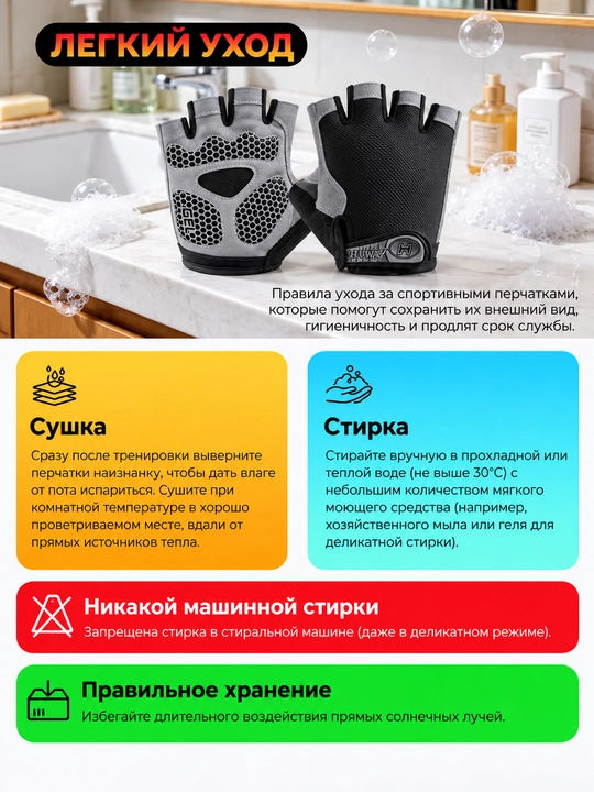 Перчатки спортивные, без пальцев, для велосипеда, для тренировок, с глеевой вставкой