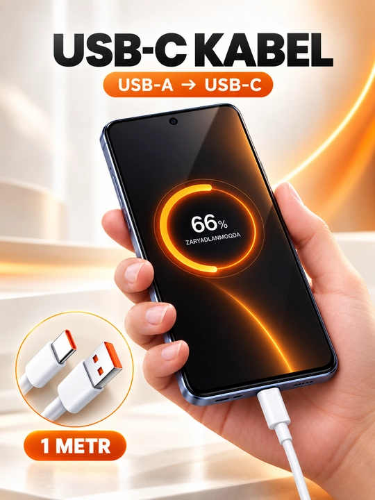 Samsung va Xiaomi Redmi uchun Type-C kabeli bilan 120 Vt 67 Vt 33 Vt tez quvvatlash qurilmasi