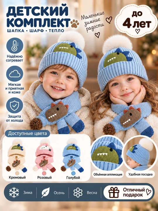 Bolalar uchun issiq shapka, quloq yopuvchi, o‘g‘il va qiz bolalar uchun, 4 yoshgacha - 