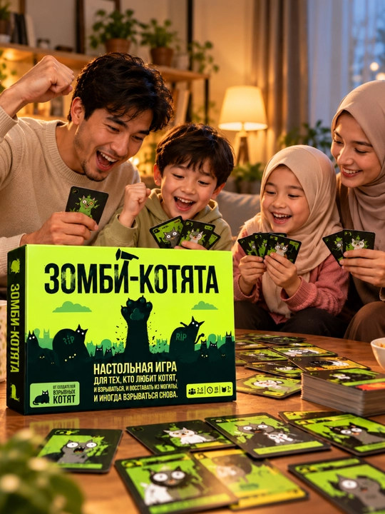 Zombi mushukchalar — stol usti karta o‘yini, 2–5 nafar o‘yinchi uchun, 7 yoshdan