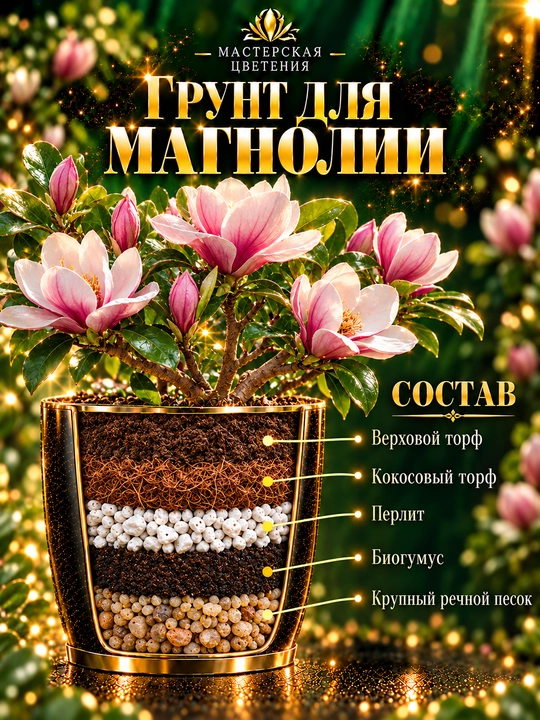 Специально подготовленный питательный и рыхлый субстрат для выращивания магнолии - 